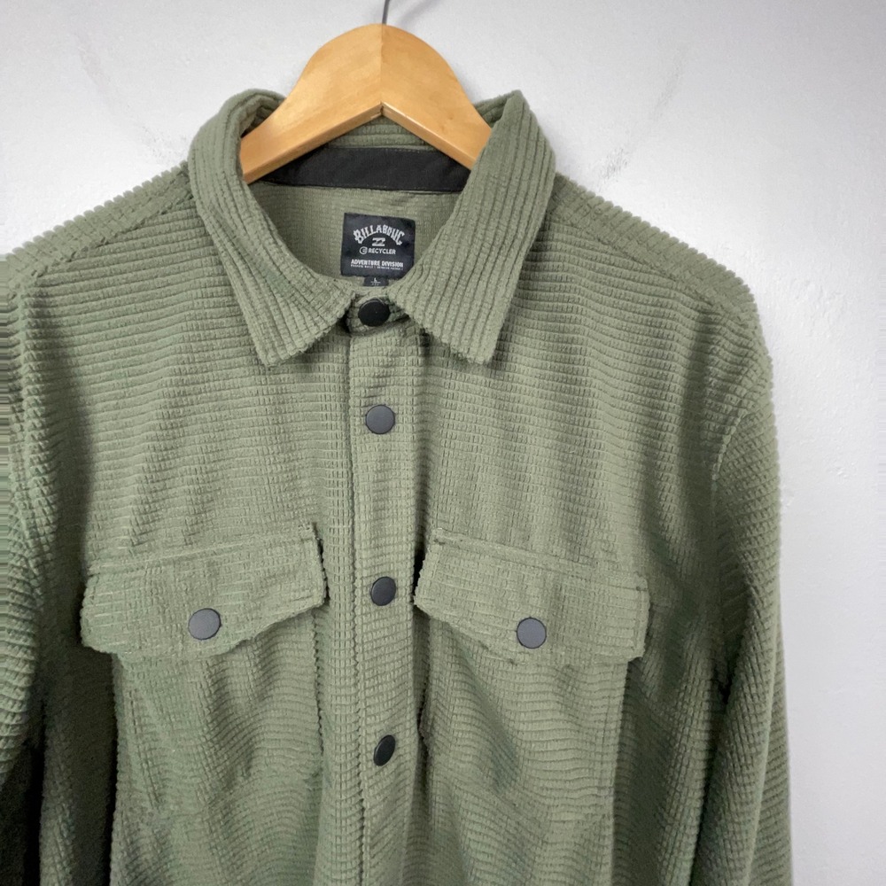 Billabong Shirt Men Large Green Adventure Division Recycler Sphere Knit Shacket